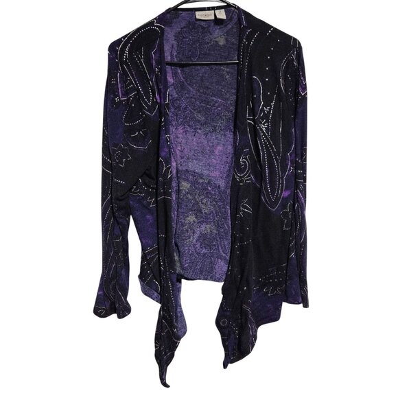 Vintage Chicos Purple Paisley 3 Piece Outfit Size Tank Top Cardigan Pants - Picture 4 of 10